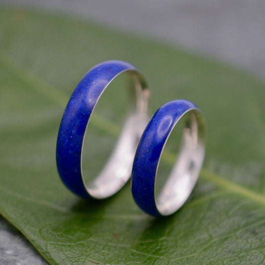 Set of lapis lazuli and white gold wedding rings, Siempre design