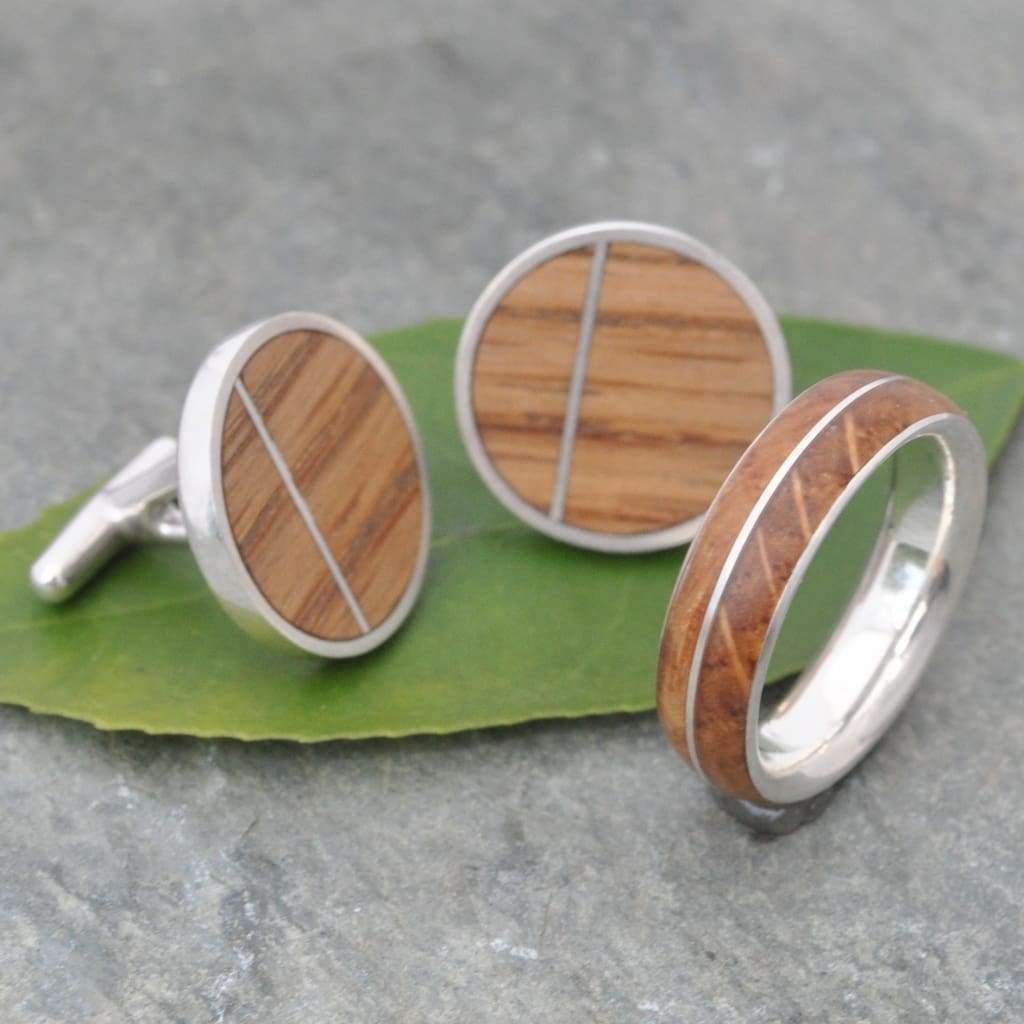 White Gold Bourbon Barrel Wedding Band, Recycled 14K Gold Asi - Naturaleza Organic Jewelry & Wood Rings