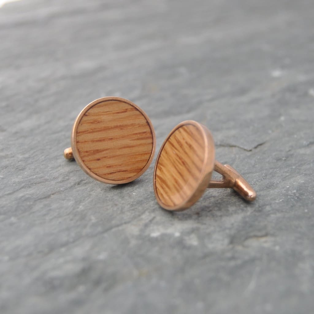 Bourbon Barrel and Copper Cufflinks - whiskey barrel cuff links, grooms gift, bridal party favor,  Kentucky bourbon barrel