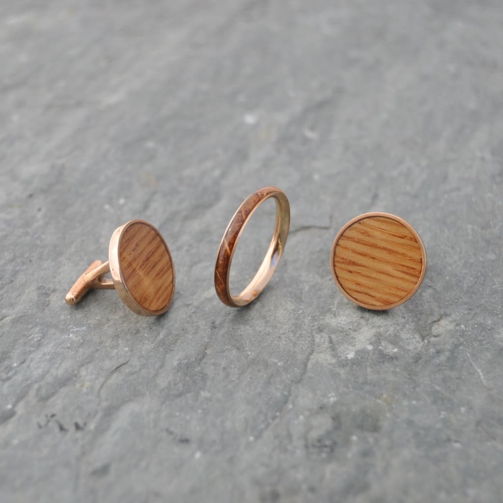 Bourbon Barrel and Copper Cufflinks - whiskey barrel cuff links, grooms gift, bridal party favor,  Kentucky bourbon barrel