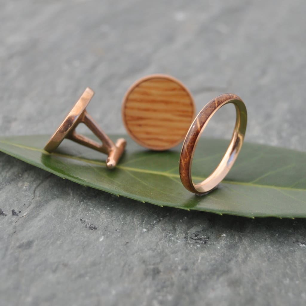 Bourbon Barrel and Copper Cufflinks - whiskey barrel cuff links, grooms gift, bridal party favor,  Kentucky bourbon barrel