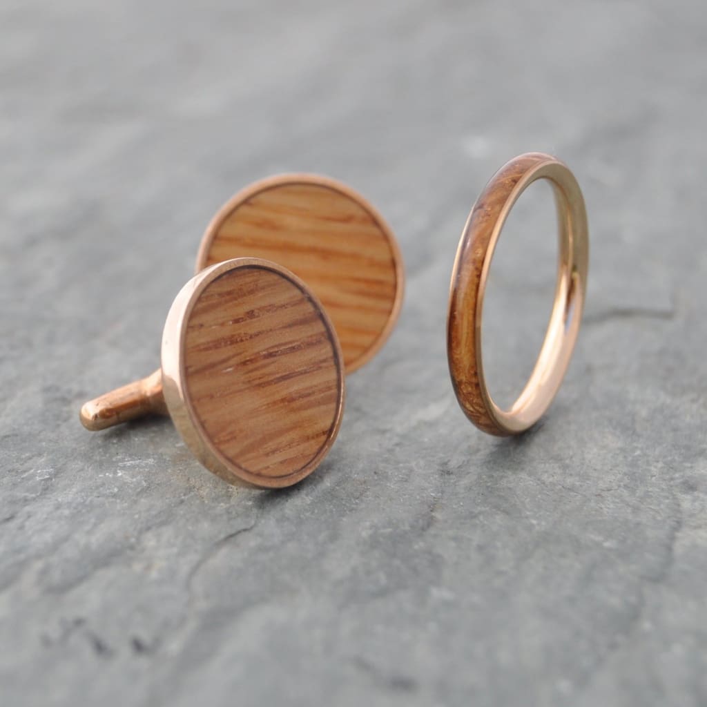 Bourbon Barrel and Copper Cufflinks - whiskey barrel cuff links, grooms gift, bridal party favor,  Kentucky bourbon barrel