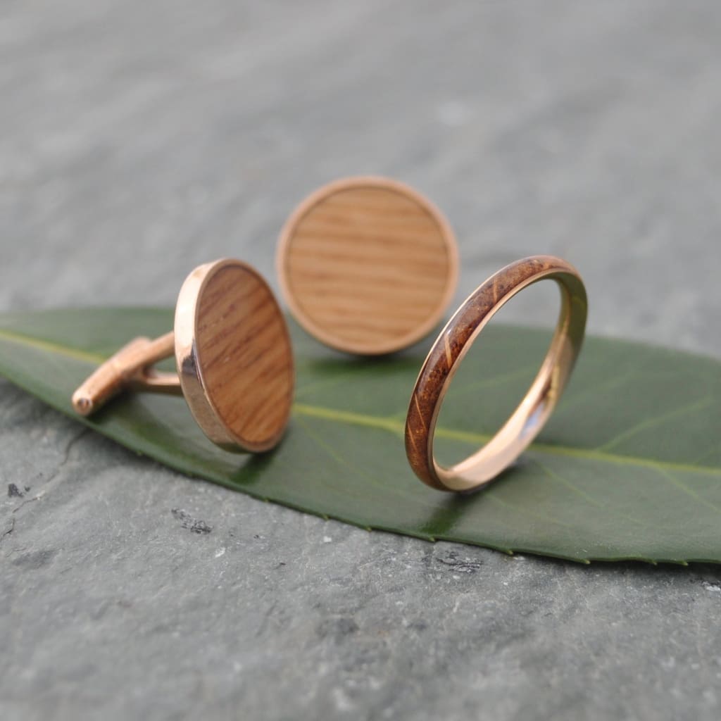 Bourbon Barrel and Copper Cufflinks - whiskey barrel cuff links, grooms gift, bridal party favor,  Kentucky bourbon barrel