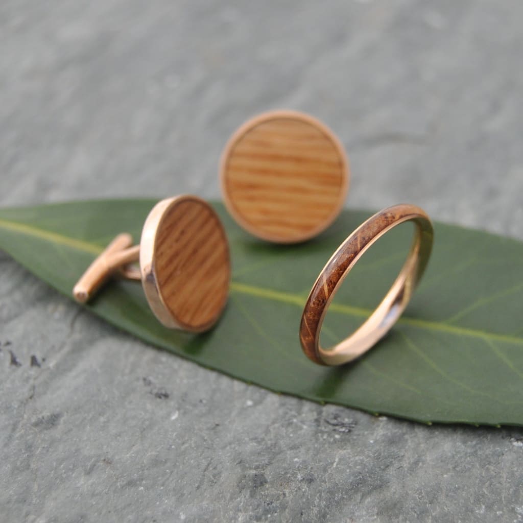 Bourbon Barrel and Copper Cufflinks - whiskey barrel cuff links, grooms gift, bridal party favor,  Kentucky bourbon barrel