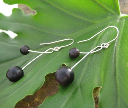 Cruzados Organic Earrings with Patacon Seed and Recycled Sterling Silver - Naturaleza Organic Jewelry & Wood Rings