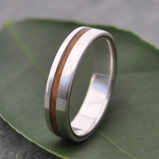 Equinox Bourbon Barrel Oak Wood Ring with Recycled Silver - Naturaleza Organic Jewelry & Wood Rings
