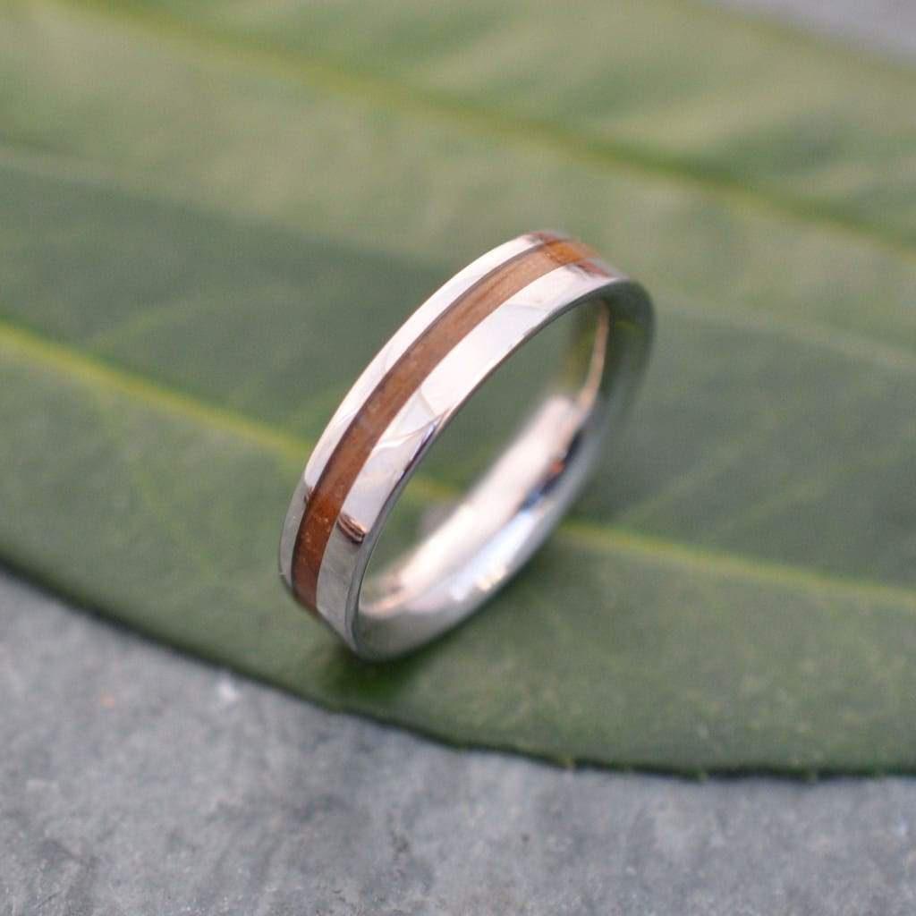Bourbon Barrel Wood with White Gold Wedding Ring | Naturaleza Organic Jewelry & – Organic Jewelry & Wood Rings