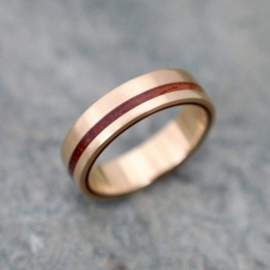 Yellow Gold Equinox Guapinol Wood Ring, 14k Recycled Yellow Gold - Naturaleza Organic Jewelry & Wood Rings