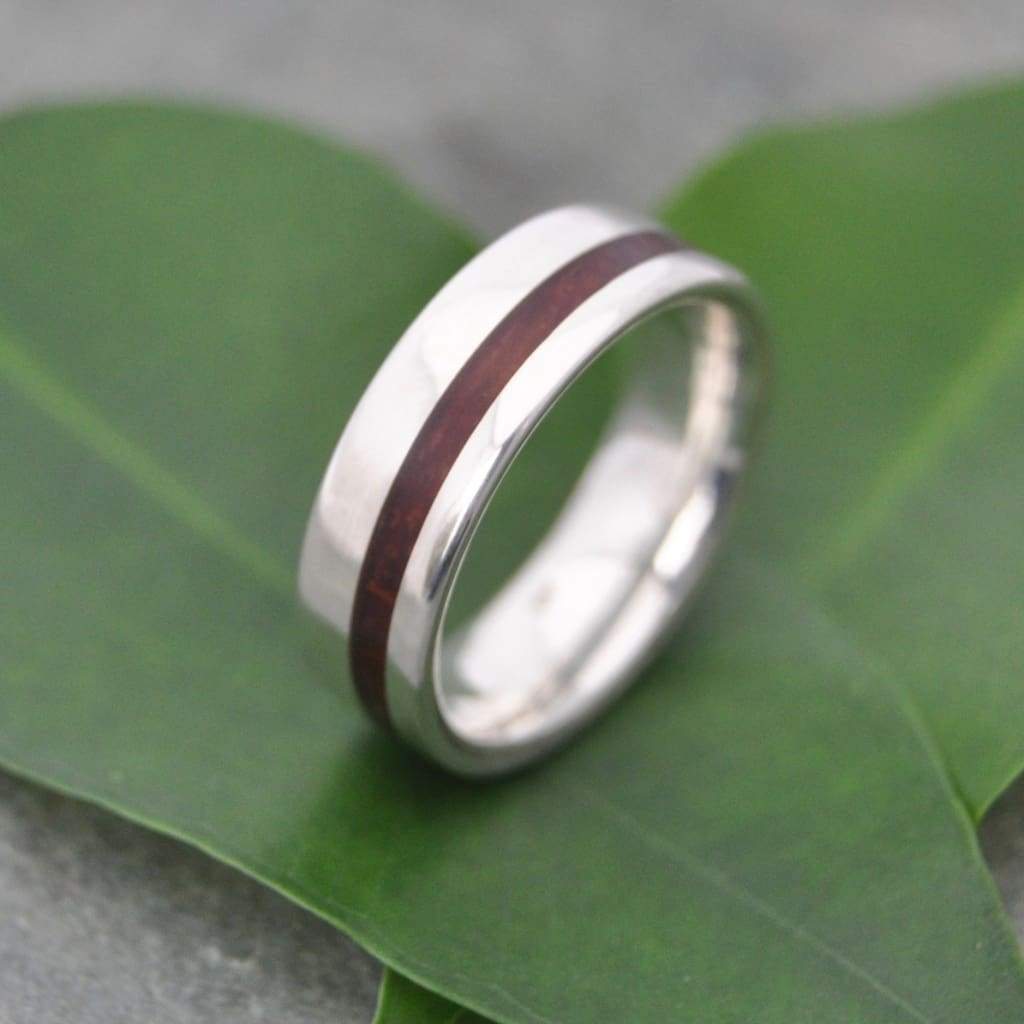 Recycled Sterling Silver Wood Wedding Band, Equinox Nacascolo Wood Ring - Naturaleza Organic Jewelry & Wood Rings