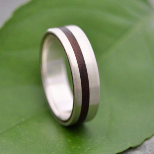 Walnut Wood Ring with Recycled Sterling Silver, Equinox Ring - Naturaleza Organic Jewelry & Wood Rings