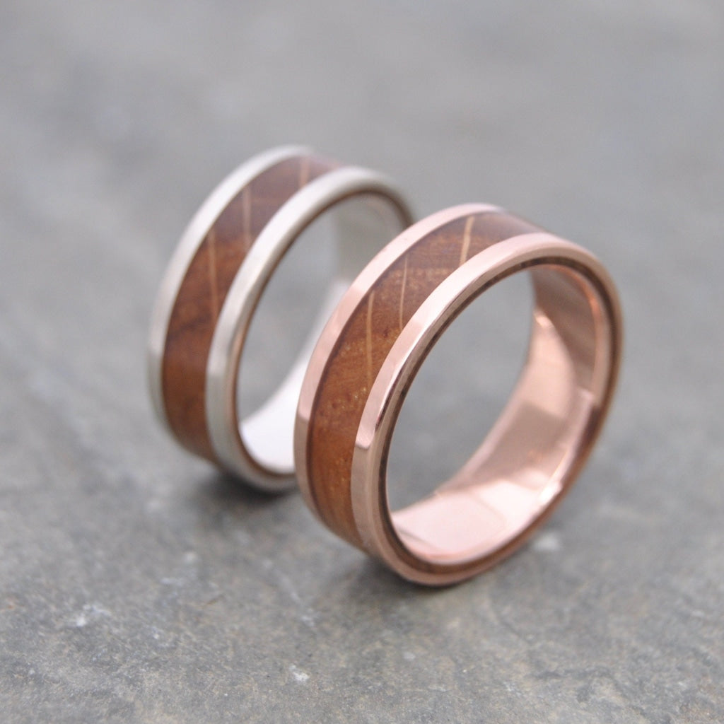 Bourbon Barrel Wedding Ring, Whiskey Barrel Ring, Rose Gold Wood Ring, Rose Gold Bourbon Barrel Ring, Bourbon Ring, Whiskey Ring, Lados