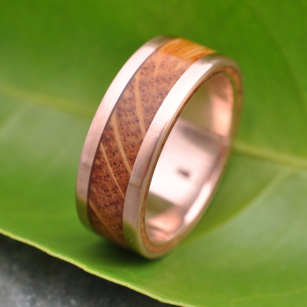 Bourbon Barrel Wedding Ring, Whiskey Barrel Ring, Rose Gold Wood Ring, Rose Gold Bourbon Barrel Ring, Bourbon Ring, Whiskey Ring, Lados