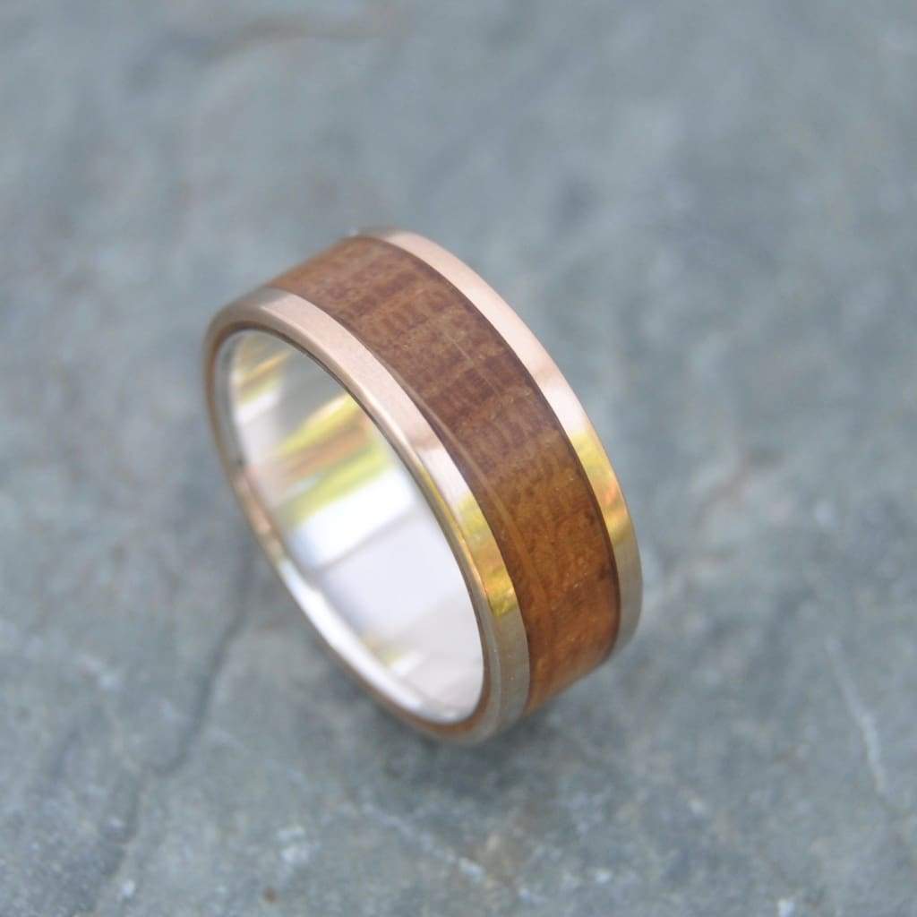 Yellow Gold Lados Bourbon Barrel Wood Ring - Naturaleza Organic Jewelry & Wood Rings