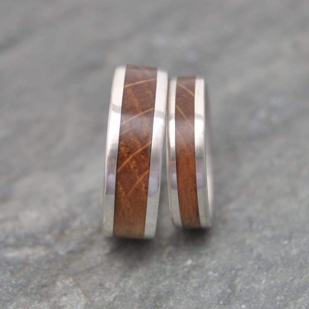 Lados Kentucky Bourbon Barrel Wood Ring Sterling Silver - Naturaleza Organic Jewelry & Wood Rings
