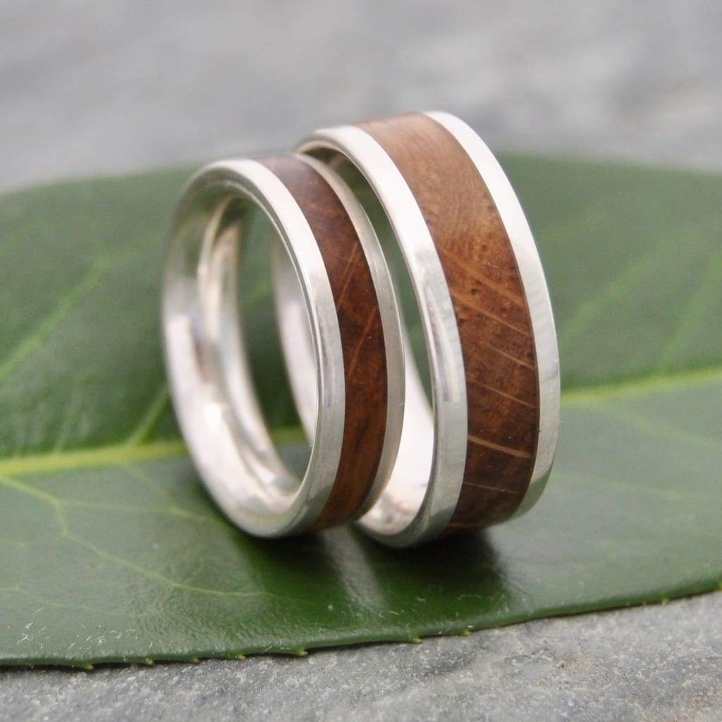 Lados Kentucky Bourbon Barrel Wood Ring Sterling Silver - Naturaleza Organic Jewelry & Wood Rings