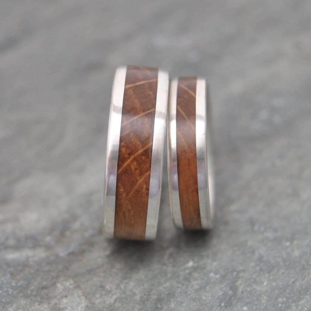 White Gold Kentucky Bourbon Barrel Ring, Lados Wood Ring - Naturaleza Organic Jewelry & Wood Rings