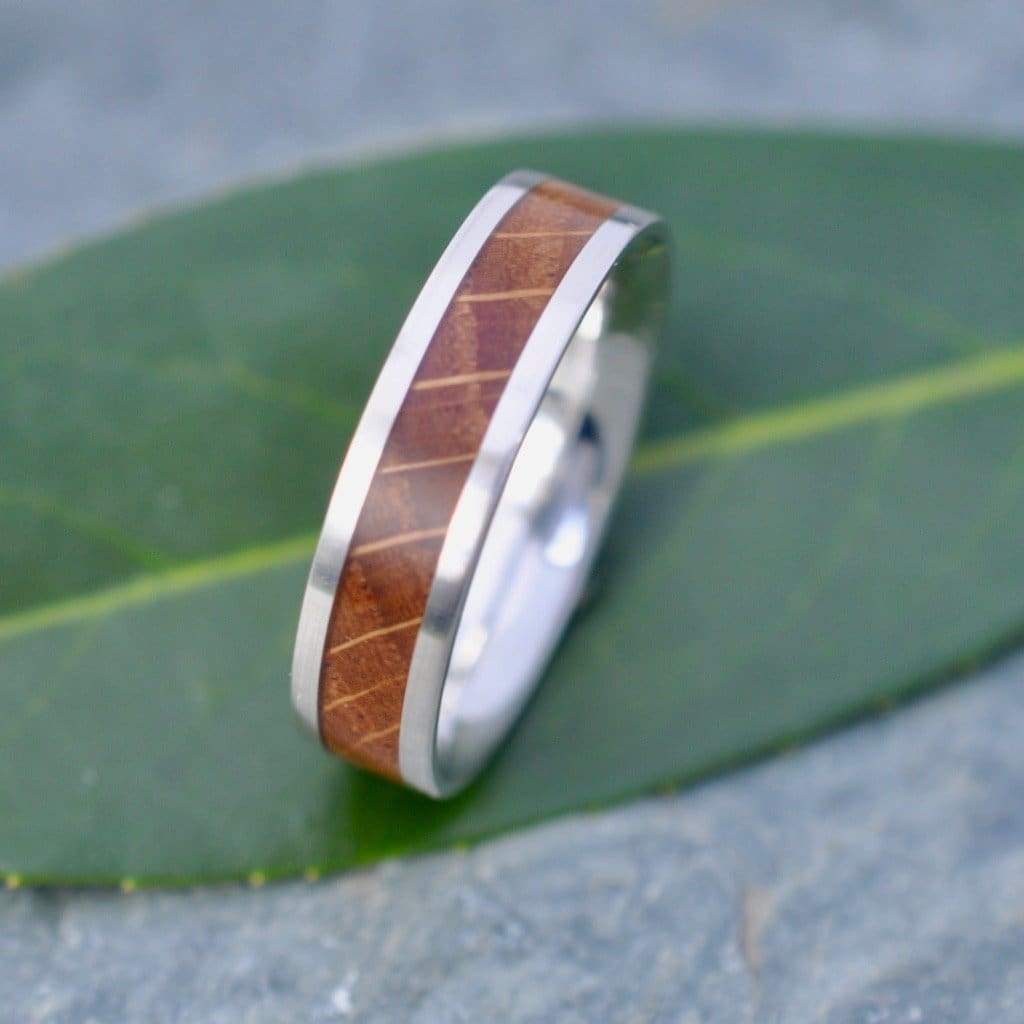 White Gold Kentucky Bourbon Barrel Ring, Lados Wood Ring - Naturaleza Organic Jewelry & Wood Rings