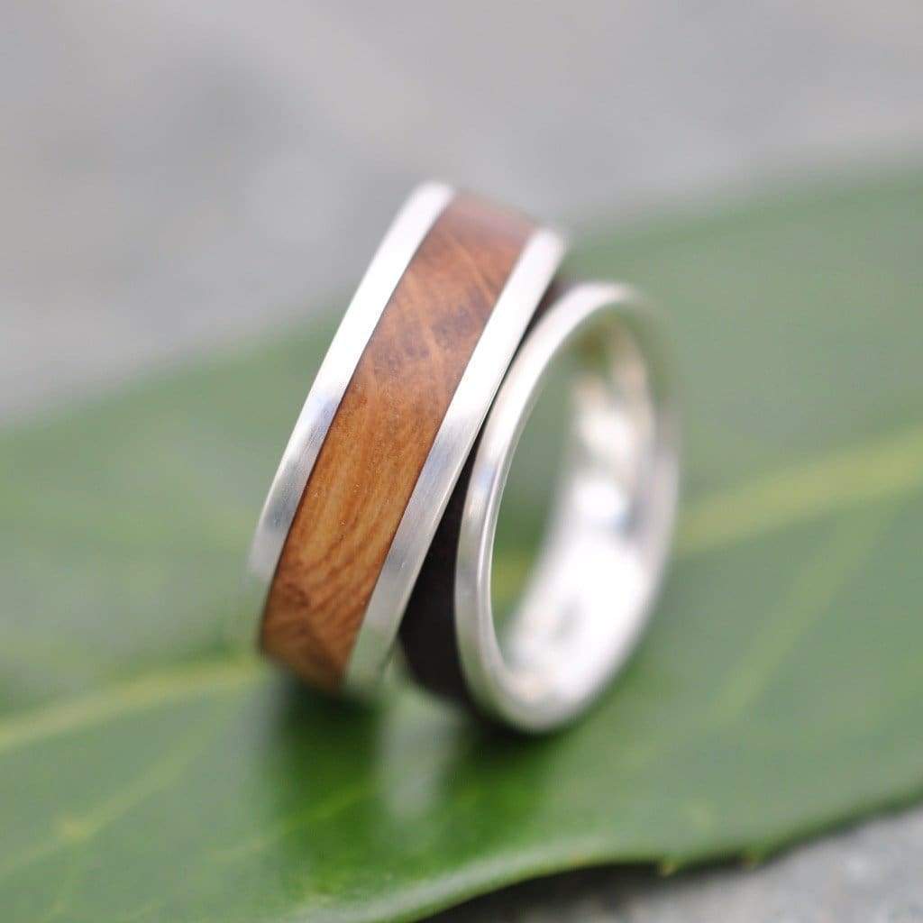 White Gold Kentucky Bourbon Barrel Ring, Lados Wood Ring - Naturaleza Organic Jewelry & Wood Rings