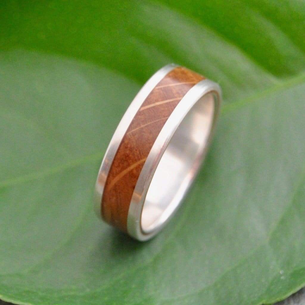 White Gold Kentucky Bourbon Barrel Ring, Lados Wood Ring - Naturaleza Organic Jewelry & Wood Rings