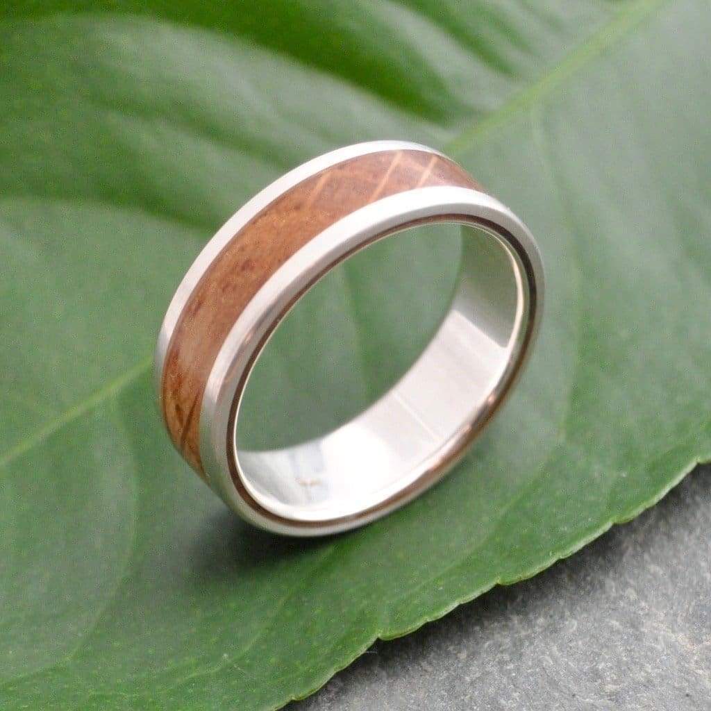 White Gold Kentucky Bourbon Barrel Ring, Lados Wood Ring - Naturaleza Organic Jewelry & Wood Rings