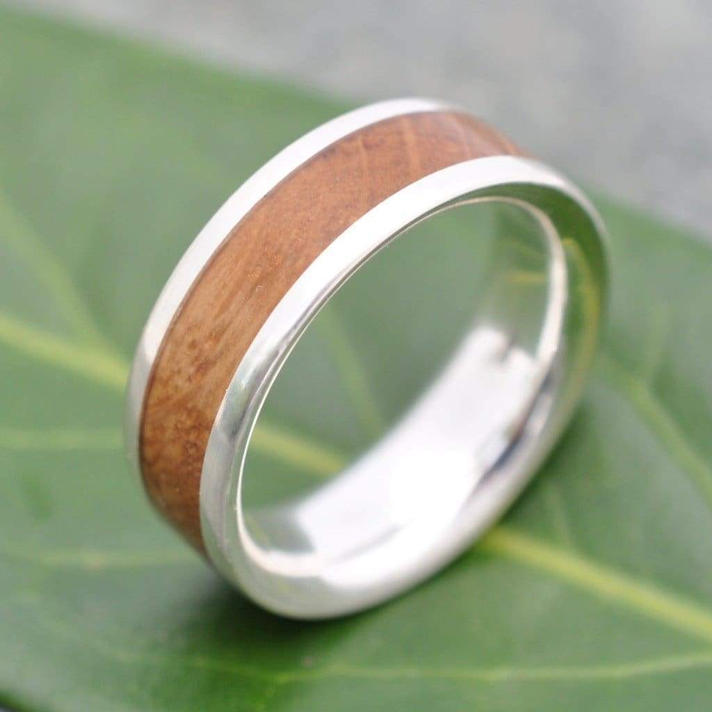 White Gold Kentucky Bourbon Barrel Ring, Lados Wood Ring - Naturaleza Organic Jewelry & Wood Rings