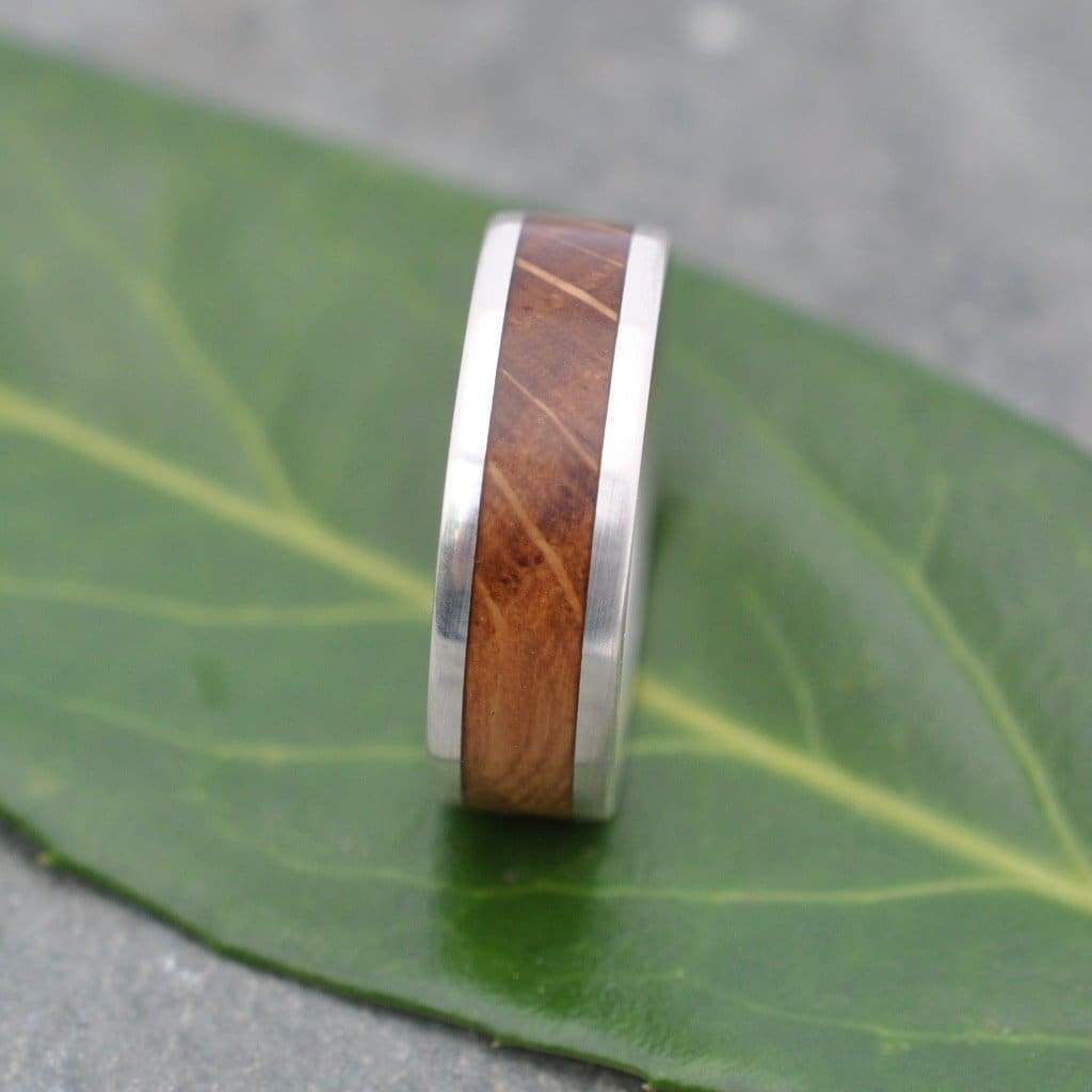 White Gold Kentucky Bourbon Barrel Ring, Lados Wood Ring - Naturaleza Organic Jewelry & Wood Rings