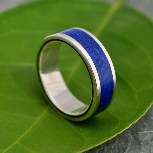Lados Lapiz Azul Recycled Sterling Silver, Stone and Wood Ring - Naturaleza Organic Jewelry & Wood Rings