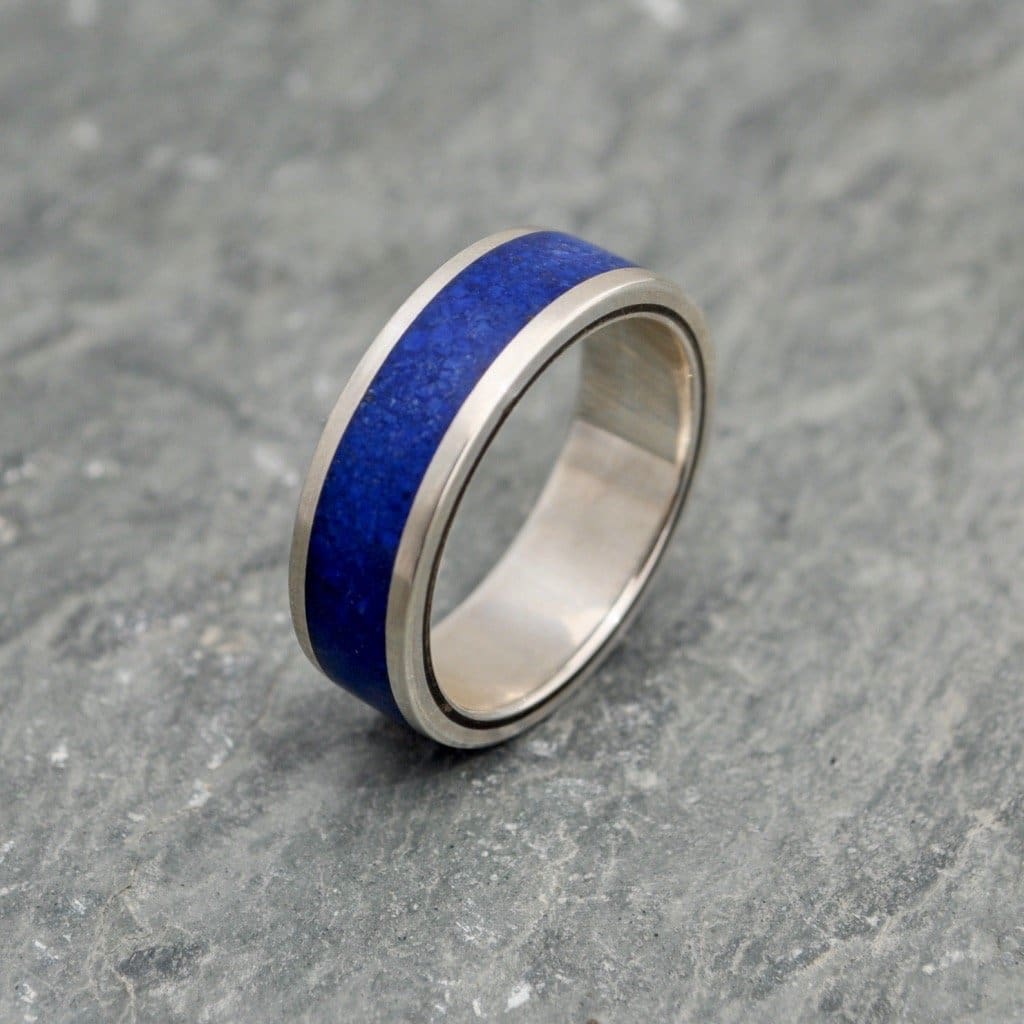 Lados Lapiz Azul Recycled Sterling Silver, Stone and Wood Ring - Naturaleza Organic Jewelry & Wood Rings