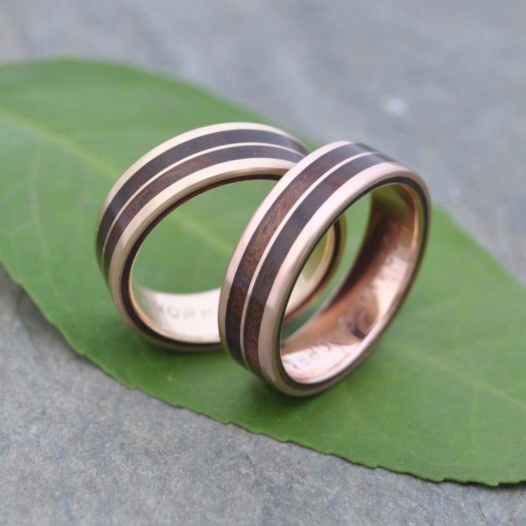 Rose Gold Lados Linea Nacascolo Wood Ring - Naturaleza Organic Jewelry & Wood Rings