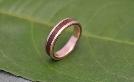 Rose Gold Wood Wedding Band, Lados Nacascolo - Naturaleza Organic Jewelry & Wood Rings