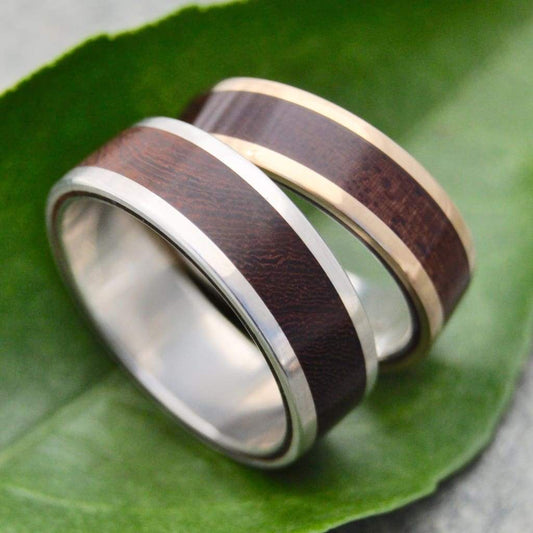White Gold Lados Nacascolo Wood Wedding Band - Naturaleza Organic Jewelry & Wood Rings
