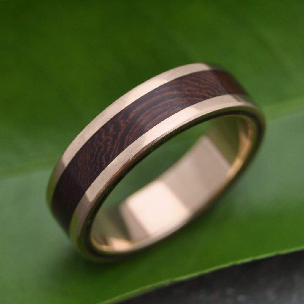 Yellow Gold Wood Wedding Ring, Lados Nacascolo - Naturaleza Organic Jewelry & Wood Rings