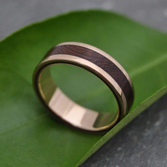 Yellow Gold Wood Wedding Ring, Lados Nacascolo - Naturaleza Organic Jewelry & Wood Rings