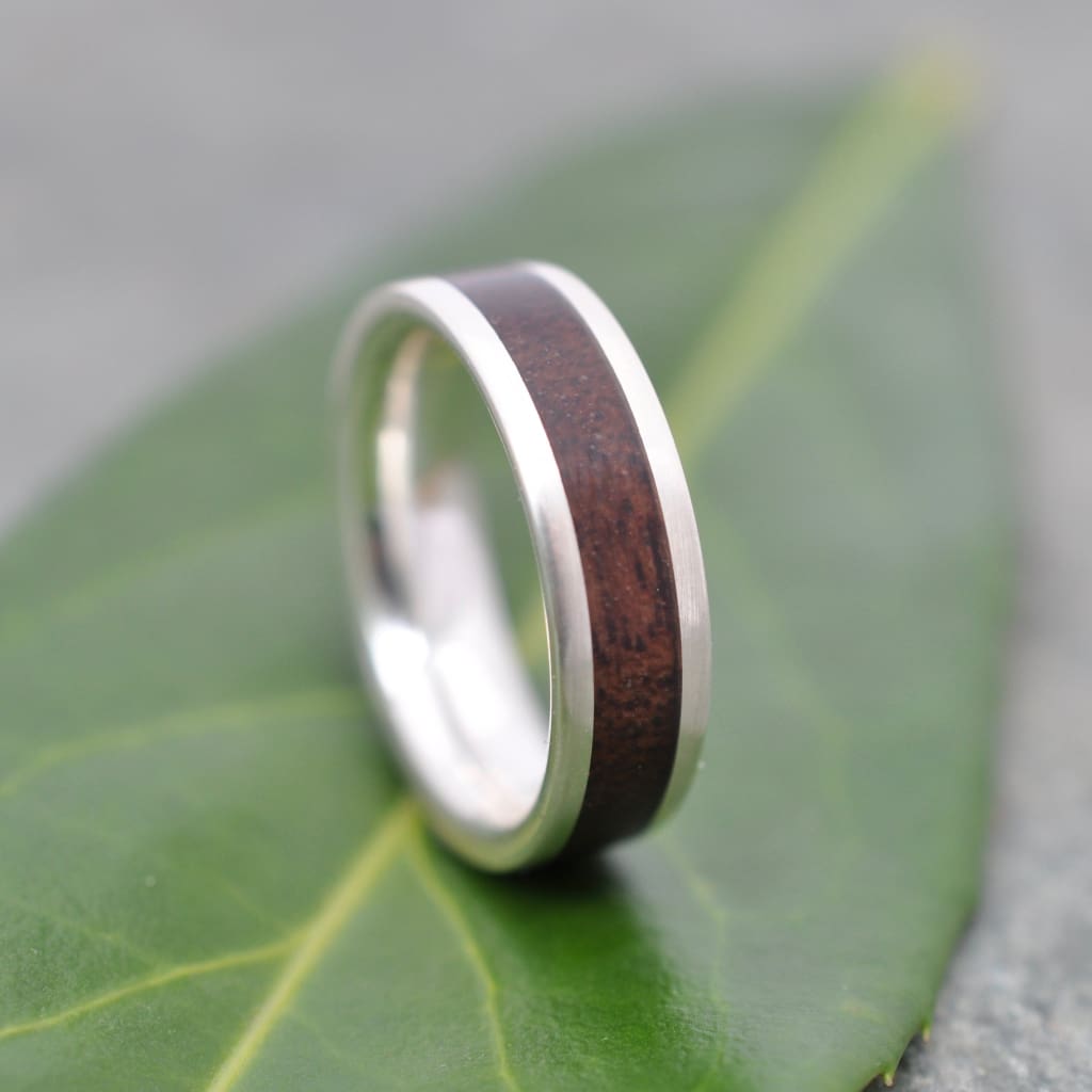 Wood Wedding Band, Walnut Wood Ring, Walnut Wedding Ring, Comfort Fit Wood Ring, Wooden Inlay Wedding Ring, Mens Wood Ring, Womens Wood Ring