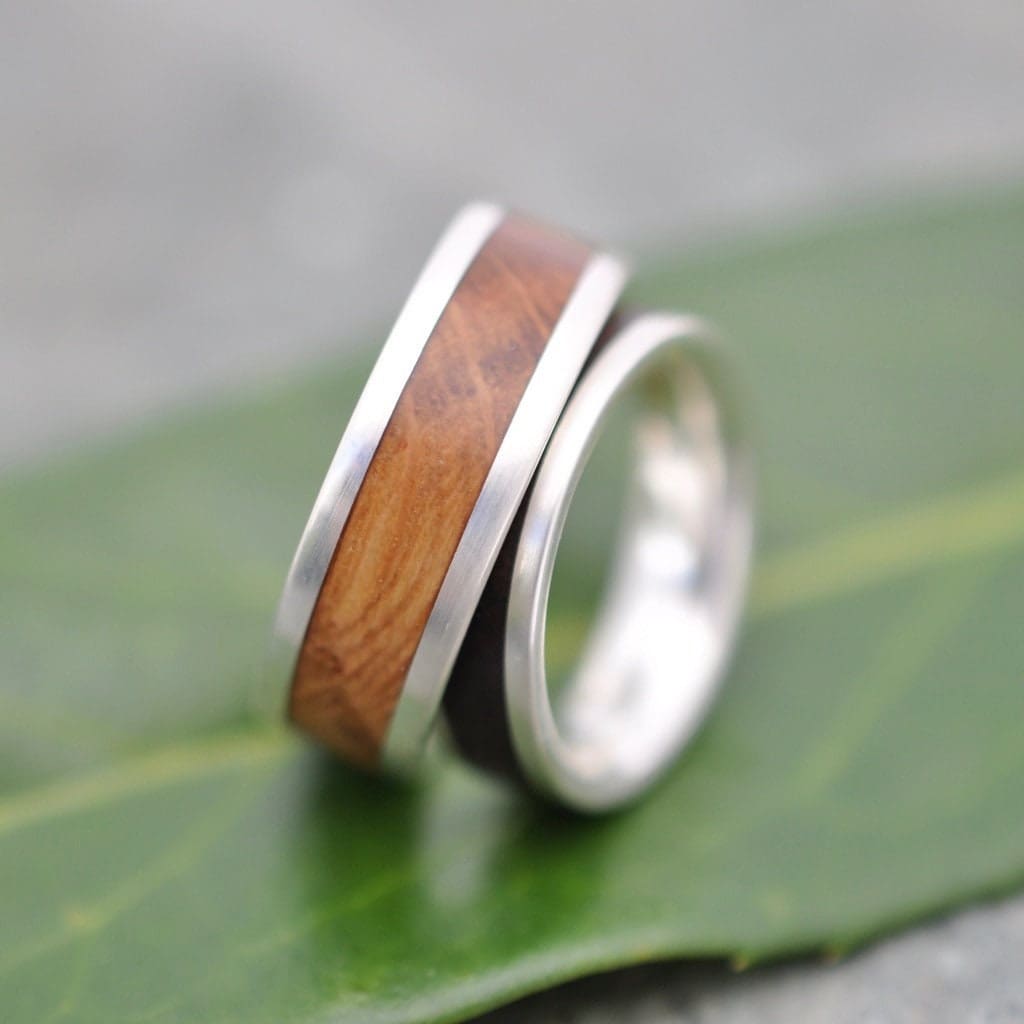 Wood Wedding Band, Walnut Wood Ring, Walnut Wedding Ring, Comfort Fit Wood Ring, Wooden Inlay Wedding Ring, Mens Wood Ring, Womens Wood Ring