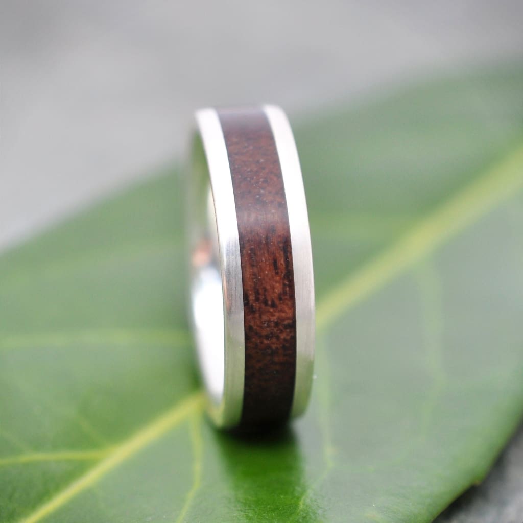 Wood Wedding Band, Walnut Wood Ring, Walnut Wedding Ring, Comfort Fit Wood Ring, Wooden Inlay Wedding Ring, Mens Wood Ring, Womens Wood Ring