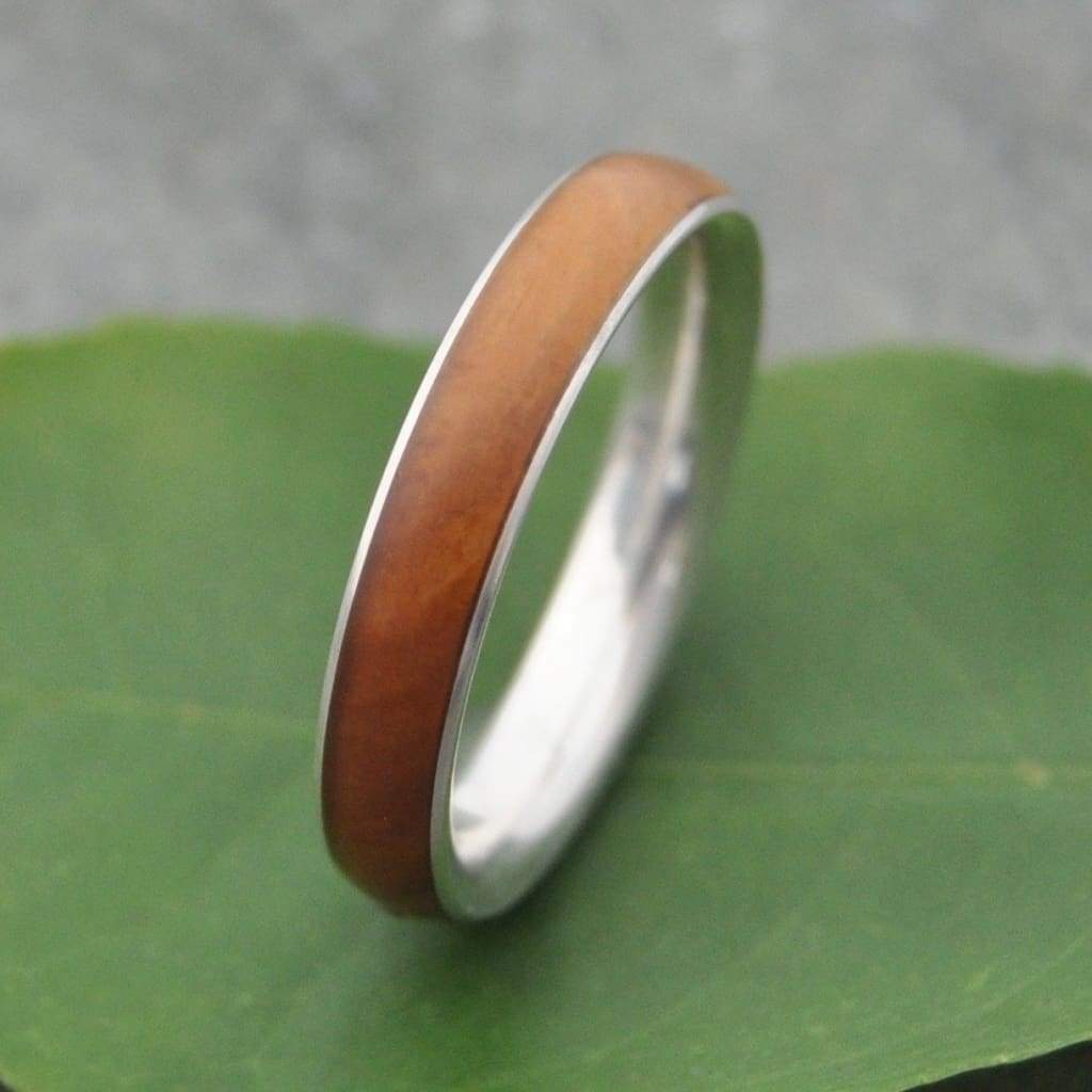 Lignum Vitae Wood Ring, Sterling Silver Comfort Fit Siempre - Naturaleza Organic Jewelry & Wood Rings