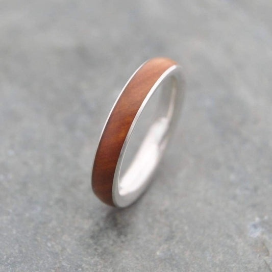 Lignum Vitae Wood Ring, Sterling Silver Comfort Fit Siempre - Naturaleza Organic Jewelry & Wood Rings