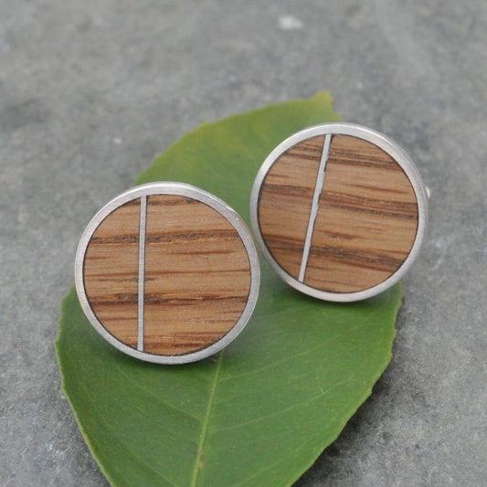 Bourbon Barrel Solsticio Cufflinks - Naturaleza Organic Jewelry & Wood Rings