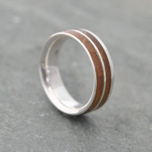 Kentucky Bourbon Barrel Ring, Sterling Silver Un Lado Asi - Naturaleza Organic Jewelry & Wood Rings