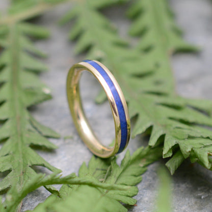 Yellow Gold Lados Lapis Lazuli Wedding Ring - Naturaleza Organic Jewelry