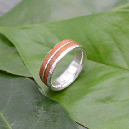 Bourbon Barrel Wedding Band with Recycled Sterling Silver, Un Lado Asi by Naturaleza Organic Jewelry. Handcrafted in Louisville, Kentucky.