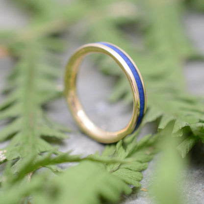 Yellow Gold Lados Lapis Lazuli Wedding Ring - Naturaleza Organic Jewelry