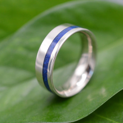 Equinox White Gold and Lapis Lazuli Stone Ring - Naturaleza Organic Jewelry