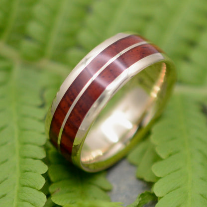 Lados Linea Cocobolo Wood Ring with  14k Yellow Gold - Naturaleza Organic Jewelry