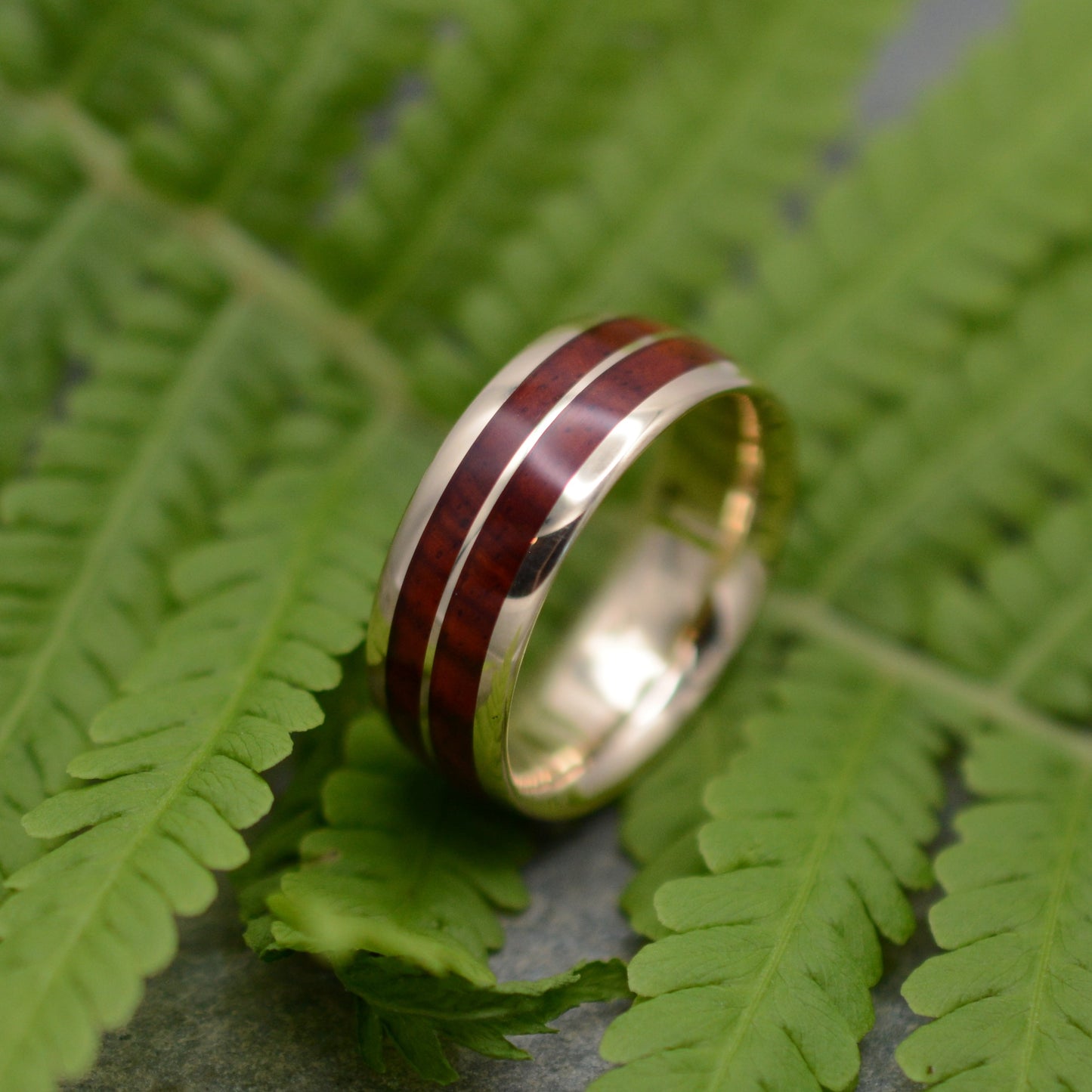 Lados Linea Cocobolo Wood Ring with  14k Yellow Gold
