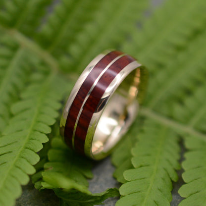 Lados Linea Cocobolo Wood Ring with  14k Yellow Gold - Naturaleza Organic Jewelry