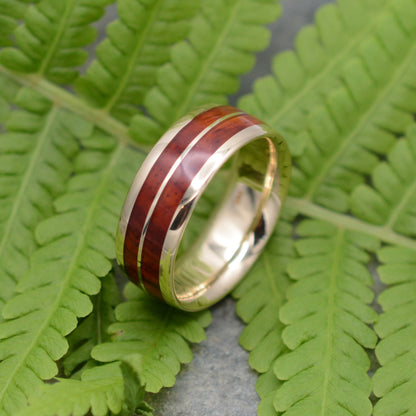 Lados Linea Cocobolo Wood Ring with  14k Yellow Gold - Naturaleza Organic Jewelry