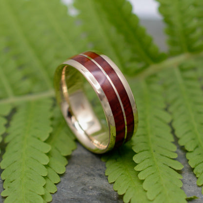 Lados Linea Cocobolo Wood Ring with  14k Yellow Gold - Naturaleza Organic Jewelry