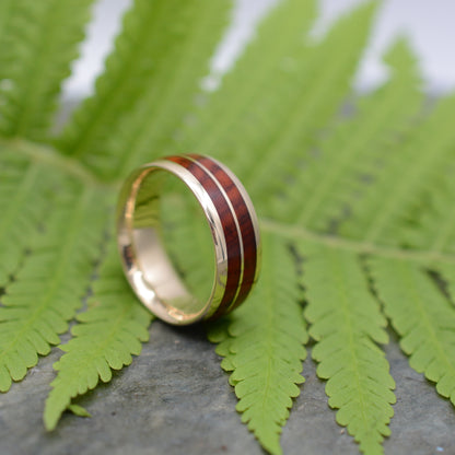 Lados Linea Cocobolo Wood Ring with  14k Yellow Gold - Naturaleza Organic Jewelry